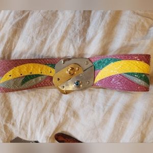 Vintage 80s snake skin and jewel belt
